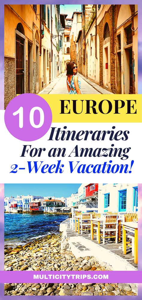 Looking for a Europe trip Itinerary for your two weeks getaway? Some amazing Europe trip itineraries allow you to spend 2 weeks in multiple cities in Europe but which one is right for you? We listed our top 10 of the best multi-city Europe itineraries across Europe you can do in 2 weeks! Check it out now. Europe itinerary 2 weeks, Europe itinerary 2 weeks by train, Europe itinerary 2 weeks destinations, Europe itinerary 2 weeks budget travel, Europe trip itinerary two week Multi City Europe Trip, Euro Trip Itinerary, Europe Itinerary 2 Weeks, 2 Weeks In Europe, City Europe, Europe Itinerary, European Itineraries, Itinerary Ideas, France Itinerary