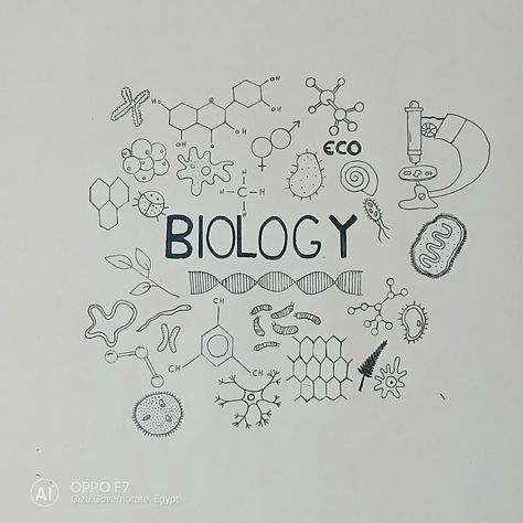 Biology Doodles Drawings, Biology Note Book Cover Ideas, Coverpage Ideas For Projects Biology, Biology Copy Decoration, Science Book Cover Design For School, Science Doodles Biology, Biology Doodle Art, Biology Notes Cover, Biology Aesthetic Cover Page