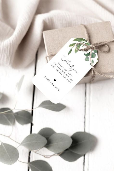 Wedding Favor Tags Printable, Bridal Shower Tags, Top Wedding Trends, Botanical Leaves, Favour Tags Template, Diy Brides, Wedding Favor Tags, Printable Templates, Stationery Templates