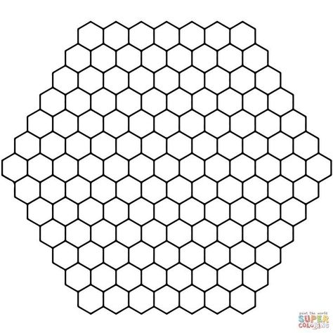 Honeycomb Coloring Page, Honeycomb Tattoo Design Patterns, Honeycomb Drawing Pattern, Honeycomb Template, Honeycombs Drawings, Christmas Ornament Coloring Page, Honeycomb Tattoo, Tessellation Patterns, Flower Pattern Drawing