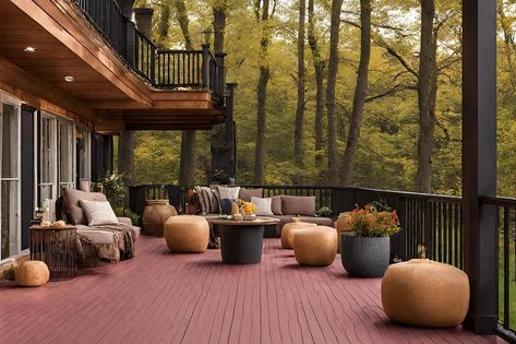 Best Deck Colors Of The Year: Transform Your Outdoor Living Space Colored Decks Ideas, Brown Deck Paint, Best Deck Colors, Deck Styling, Deck Colors, Cool Shades, Cool Deck, Outdoor Deck, Color Of The Year