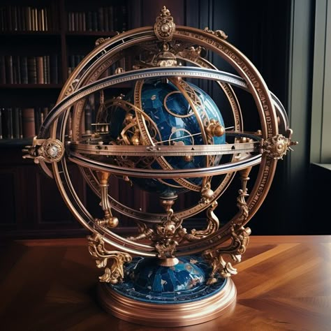 Armillary Sphere, Fantasy Props, Steampunk Design, Dream House Decor, Room Aesthetic, الرسومات اللطيفة, Cool Items, Fantasy World, Astronomy