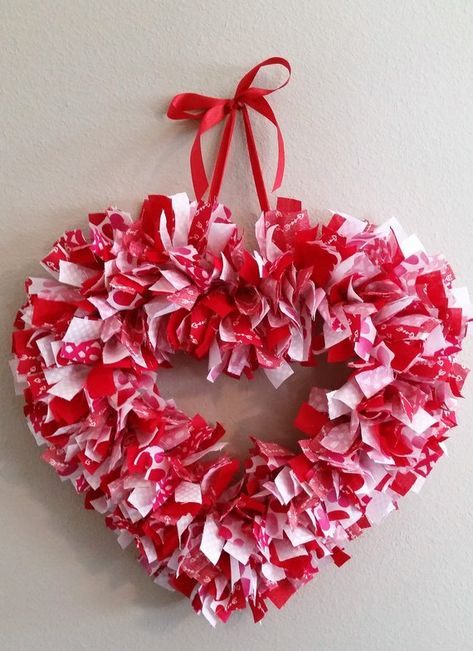 Craft4aCauseShop Wire Heart Wreath, Valentines Day Decoration, Heart Shaped Wreaths, Rag Wreath, Wreath Farmhouse, Rustic Wreath, Heart Wreath, Valentine Wreath, Wreath Crafts