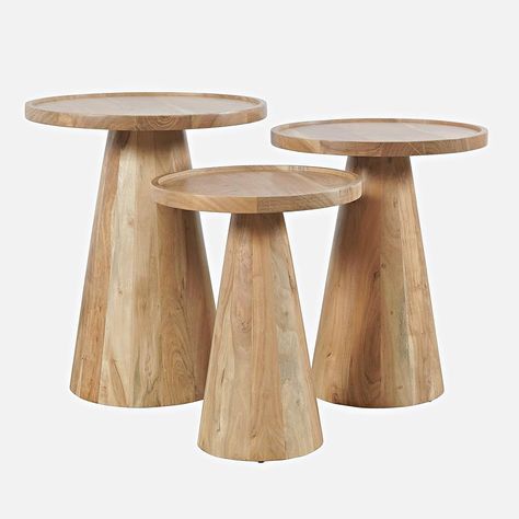 Amazon.com: Jofran Knox Mid-Century Modern Solid Hardwood Pedestal Round Accent End Nesting Tables - Set of 3, Natural : Home & Kitchen Elevated Minimalism, Pedestal End Table, Nesting End Tables, Contemporary End Tables, Mcm House, Round Accent Table, End Table Sets, Solid Wood Coffee Table, Favorite Novels