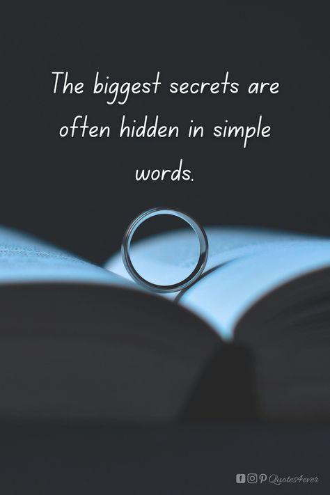 The biggest secrets are often hidden in simple words. Follow Quotes4ever for daily quotes. #quotes4ever #dailyquotes Quotes About Secrets, Hidden Quotes, Secrets Quotes, Baby Sleep Schedule, Secret Quotes, Diy Creative Crafts, Simple Words, Amazing Quotes, Diy Creative