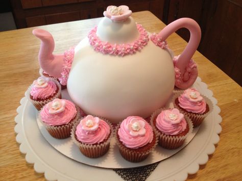 Tea anyone?  I made this cake for a friend's 4 year old daughter's tea party birthday celebration.  It was a hit!  Thanks Brandi!  Strawberry cake w/Buttercream filling/frosting, covered with MMF. Wilton flowers, gum paste spout and handle Birthday Cake Ideas Flowers, Cake Ideas Flowers, Girls Tea Party Birthday, Toddler Tea Party, Princess Tea Party Birthday, Teapot Ideas, Kids Tea Party, Tea Party Cake, Birthday Party Girl