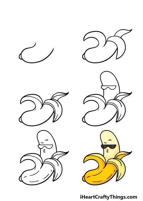 Cartoon Banana Drawing - How To Draw A Cartoon Banana Step By Step! How To Draw A Banana, Banana Doodle, Banana Sketch, First Page Of Project, Banana Drawing, Cartoon Banana, Easy Cartoon, Art Hacks, Draw Flowers