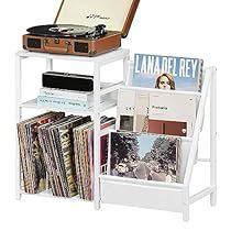 Vinyl Record Organization, Turntable Shelf, Record Album Storage, Record Player Table, White Side Table, Media Shelf, Turntable Stand, Vinyl Display, Record Player Stand