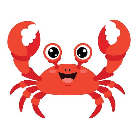 Crab Cartoon Cute, Crab Clipart, Crab Drawing, Cartoon Crab, Crab Cartoon, Ocean Clipart, Premium Vector Cartoon, Drawing Pictures, Vector Cartoon