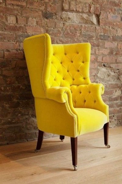 7 Main Types of Upholstered Chairs - Basics of Interior Design - Medium Wingback Chair Slipcovers, Bedroom Scandinavian, White Chairs, Yellow Sofa, Yellow Chair, Yellow Decor, Velvet Chair, Sofa Living, Diy Chair