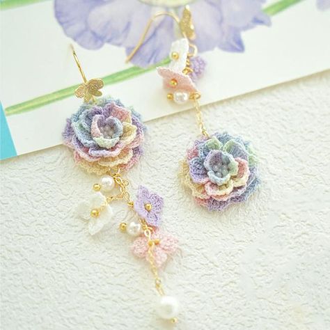 Onirr Handmade Micro Crochet Dreamy Peony Earrings This series of earrings is my favorite recently. Every color is extremely delicate and harmonious. I don’t think anyone can resist such beautiful handmade micro-crocheted earrings. You can buy it in our store——onirr.com ------------------------------------------------------------------------------ #mothersday #motherlove #gift #gifts #microcrochet #microcrochet #microcrochetjewellery #crochet #crocheting #crochetlove Micro Crochet Patterns, Micro Crochet Pattern Free, Peony Earrings, Micro Crochet Earrings, Jewelry For Beginners, Crocheted Earrings, Crochet Store, Contemporary Handmade Jewelry, Micro Crochet