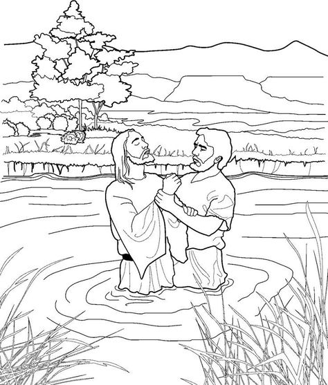 Baptism Coloring Pages - Best Coloring Pages For Kids Lds Coloring Pages, Jesus Coloring Pages, Sunday School Coloring Pages, Easter Coloring Book, Lds Baptism, School Coloring Pages, Bible Coloring Pages, Bible Coloring, Sunday School Crafts