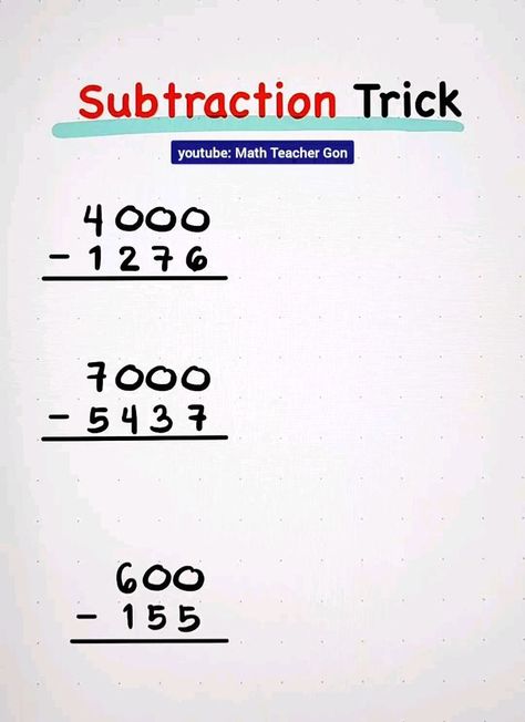 Subtraction Tricks, Mental Math Tricks, Math Tutor, Studying Math, School Study, Mental Math, Math Tricks, School Study Tips, Math Teacher