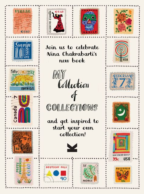 Nina Chakrabarti's beautiful new book My Collection of Collections Usa Quilt, Let's Make Art, Amazing Drawings, Make Art, Book Crafts, New Books, Product Launch, Bullet Journal, Celebrities