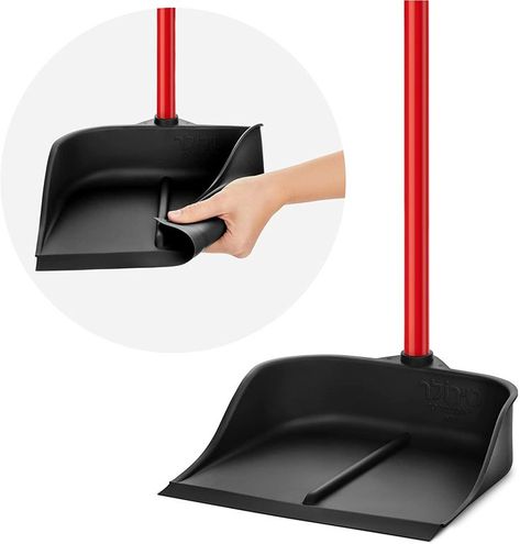 Tyroler Bright Tools Magic Dustpan with Handle - Solid 100% Natural Rubber Construction- New Aluminum Anti-Rust 105cm Long Handle Dust Pan- Stand Up Design- Accommodates Any Broom/Hand Brush Dust Pan, Snow Shovel, Long Handles, Natural Rubber, Lobby, Stand Up, Rust, Pie, Free Delivery