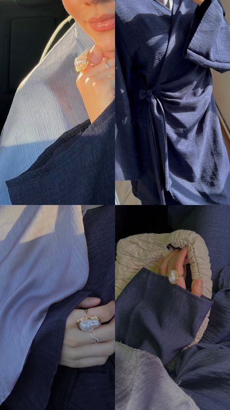 Blue Hijabi Aesthetic, Hijabi Niqabi Aesthetic, Dark Blue Hijab Outfit, Blue Abaya Outfit, Blue Hijab Outfit, Hijab Fits, Blue Abaya, Blue Hijab, Muslimah Fashion Casual