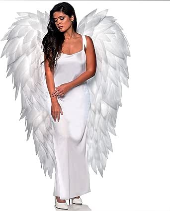 UNDERWRAPS Large Costume Angel Wings - Adult Huge Angel Wings Halloween Costume, 5 Feet Long Photoshoot Prop Wings for Men & Women, (Full Length Wings, White) (30678 OS) Angel Wings Halloween, Big Angel Wings, Black Angel Wings, Warrior Costume, White Angel Wings, White Costumes, Angel Costume, Angel Warrior, Model Outfit