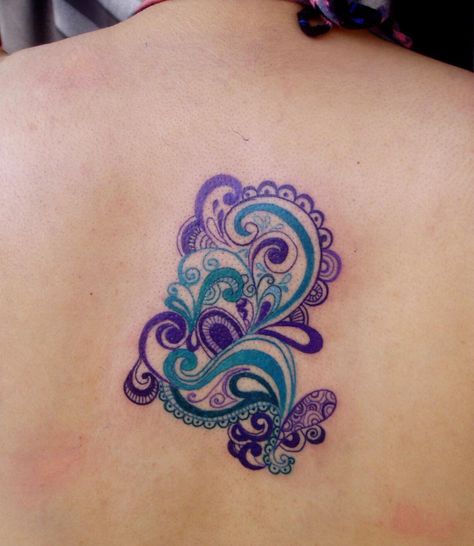 LOVE this tattoo :) Paisley Tattoo Design, Paisley Tattoos, Paisley Tattoo, Purple Tattoos, 4 Tattoo, Japanese Tattoos, 3d Tattoo, Girly Tattoos, Flower Tattoo Designs