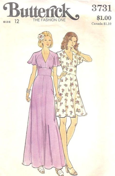 Butterick 3731 Vintage Vogue Sewing Patterns, Sew In Weave, 1970s Dress, Wedding Dress Patterns, Boho Dresses Long, 1970s Dresses, Butterick Pattern, Bill Blass, Miss Dress