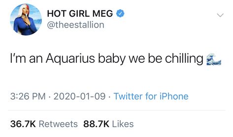 Megan Thee Stallion Tweets, Aquarius Twitter Quotes, Aquarius Birthday Quotes, Aquarius Tweets, Ig Quotes, Aquarius Birthday, Aquarius Art, Single Quotes Funny, Aquarius Truths