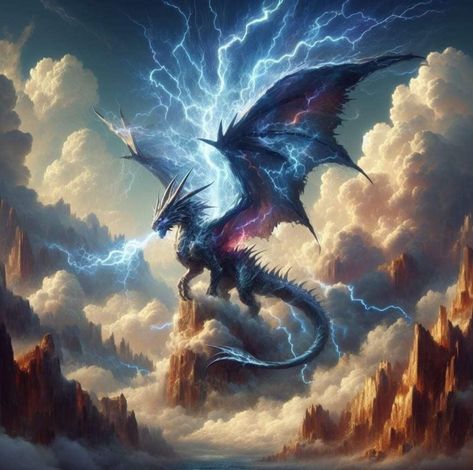 Lightning Dragon Fantasy Art, Storm Dragon Art, Epic Dragon Art, Legendary Dragons Fantasy Art, Lightning Dragon Art, Lighting Dragon, Electric Dragon, Dragon Fantasy Art, Storm Dragon