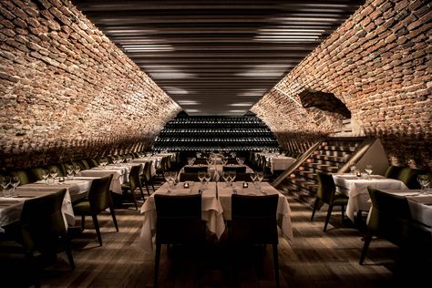 Wood Grill, Open Ceiling, Marble Bar, Bar Interior, Fine Dining Restaurant, Restaurant Interior Design, Exterior Wood, Brickwork, Wall Cladding