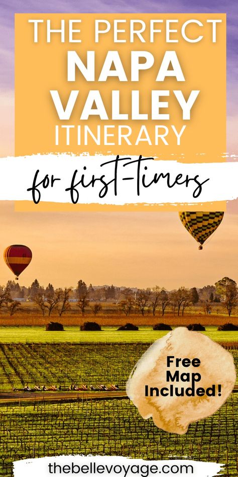 If you're planning a trip to Napa Valley, California, this Napa itinerary is perfect for first-time visitors! This Napa travel guide has all of the details you need to know to plan the perfect trip to Napa wine country. From where to go wine tasting, to where to eat, where to stay and what to pack for Napa, you'll learn all of the insider tips for navigating this wine region like a pro. #napa #winetasting Napa Itinerary, California Wine Country Vacation, Napa Valley Map, Napa Valley Itinerary, Napa Valley Wine Tasting, Napa Valley Wine Tours, Napa Valley Vacation, Napa Valley Winery, Pacific Coast Road Trip