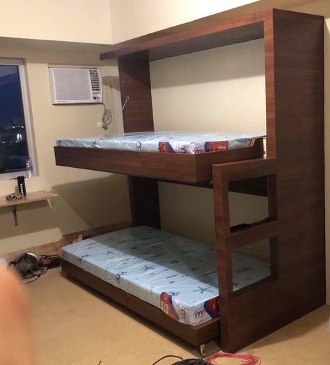 Wall Mounted Bunk Bed Project for a Small Room Bed Project, Wall Beds, Bed Wall, Small Room, Bunk Bed, Bunk Beds, Metal Walls, Wall Mount, Bedroom