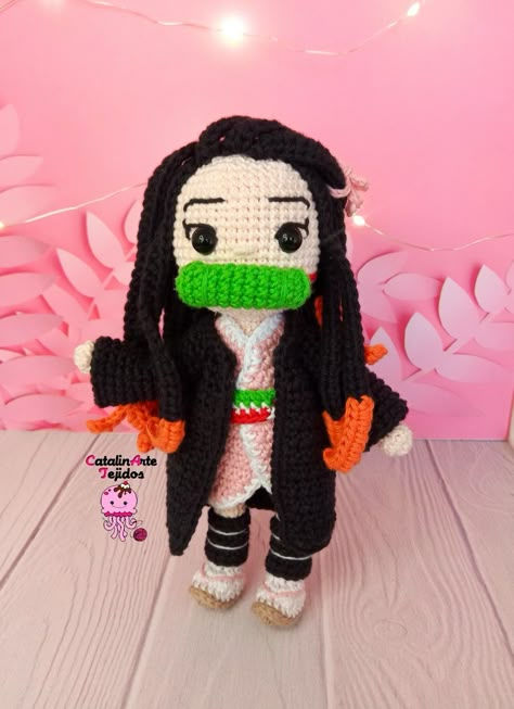 Crochet Nezuko, Anime Amigurumi, Amigurumi Anime, Koro Sensei, Keychain Pattern, Crochet Keychain Pattern, Kimono Pattern, Fun Crochet Projects, Crochet Keychain