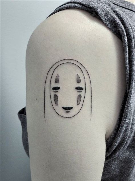 Minimal No Face tattoo on the arm | www.otziapp.com Miyazaki Tattoo, Tatuaje Studio Ghibli, Studio Ghibli Tattoo, Ghibli Tattoo, Tato Henna, Music Note Tattoo, Music Tattoo Designs, Note Tattoo, Modern Tattoos