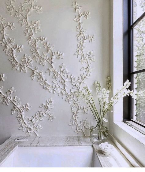 Marie Flanigan Interiors, Marie Flanigan, Plaster Wall Art, Flower Installation, Living Room Design Inspiration, Gorgeous Bedrooms, Plaster Art, Wall Decor Design, Hand Molding