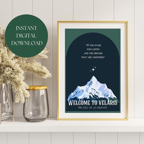 🌌ACOTAR WALL ART DECOR🌌 I absolutely loved these books and was trying to design something for my own home. If you’re a fan of the ACOTAR series, this digital download is perfect for you or a gift for someone you know. Comes in three sizes: A3, A4 and A5. Link in bio for more details! #acotar #acourtofthornsandroses #acourtofmistandfury #acourtofwingsandruin #acourtoffrostandstarlight #acotaraesthetic #acourtofthornsandrosesseries #far #wallartdecor #rhysand #booktok #bookquotes #acotarq... Bookish Art, A Court Of Wings And Ruin, Court Of Thorns And Roses, Night Court, A Court Of Mist And Fury, Print Shop, Digital Download Etsy, Art Digital, Printable Art