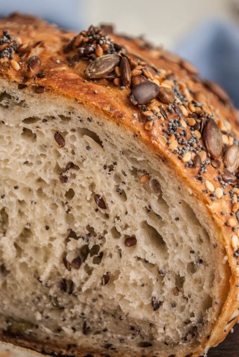 Easy Seed Bread Recipe, Ambitious Kitchen Artisan Bread, Dutch Oven Seed Bread, Oat Seed Bread, Seedy Bread Recipe, Seed Bread Recipe Healthy, No Knead Seeded Bread, Sourdough Bread With Seeds, Sourdough Seed Bread