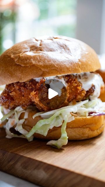 Vinny DelGiudice on Instagram: "Hot Honey Fried Chicken Sandwich 

This crunchy chicken sandwich with coleslaw and buttermilk ranch is the ultimate comfort meal. It reminds me of the Popeyes chicken sandwich combined with a Nashville hot chicken sandwich.

It's made with an overnight batter to spice the chicken and the double battered a deep fried. 

Get the full recipe at https://alwaysfromscratch.com/hot-honey-chicken-sandwich/

Or DM or comment 'Chicken Sandwich'

#friedchicken #spicychicken #chickenrecipes #easyrecipes #sandwichlover" Chicken Sandwich With Coleslaw, Hot Honey Fried Chicken, Sandwich With Coleslaw, Nashville Hot Chicken Sandwich, Popeyes Chicken Sandwich, Honey Fried Chicken, Hot Chicken Sandwiches, Crunchy Chicken, Popeyes Chicken