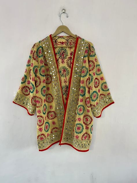 Phulkari Jacket, Ethnic Jacket, Bird Shape, Indo Western Dress, Designer Jacket, Colorful Embroidery, Coat For Women, Women Overcoat, Flash Light