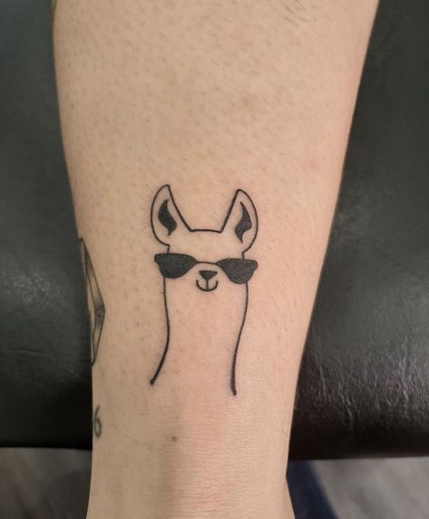 Llama Tattoo Small Cute, Small Tattoos Animals, Simple Funny Tattoos, Tiny Animal Tattoos, Tattoo Ideas Funny, Alpaca Tattoo, Small Silly Tattoos, Lama Tattoo, Funny Tattoo Ideas