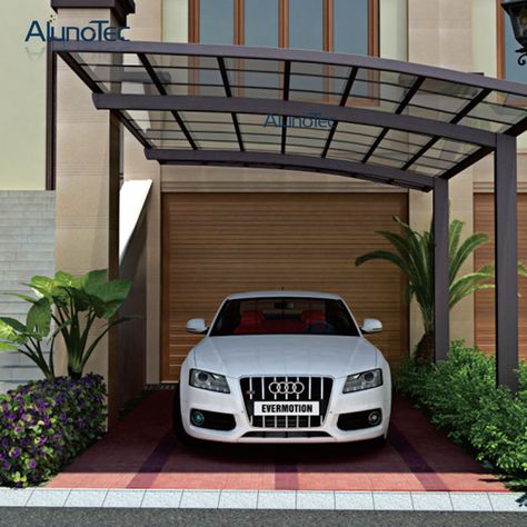 Online Shop Polycarbonated Single Carport Car Shelter Car Awning 5.5m length x 3m width x 3m height | Aliexpress Mobile Single Carport, Parking Shed, Car Porch Design, Aluminum Carport, Garage Canopies, Modern Carport, Carport Covers, Carport Patio, Carport Ideas