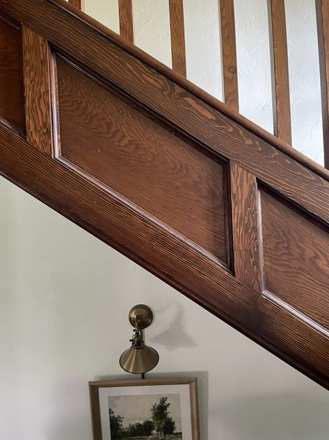 Inspiration for Wood Board and Batten — The Grit and Polish Wood Board And Batten, Staircase Paneling, Custom Screen Doors, The Grit And Polish, Grit And Polish, Diy Wood Stain, Batten Wall, Dark Trim, Stair Wall