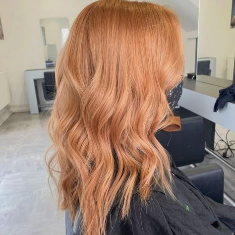 Strawberry Peach Hair Color, Very Light Copper Blonde Hair, Light Orange Copper Hair, 2023 Strawberry Blonde, Light Red Orange Hair, Very Light Ginger Hair, Light Blonde Red Hair, Ginger Light Hair, Blonde To Copper Hair Transformation