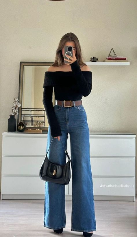 How To Style Wide Leg Jeans, Elegantes Outfit Damen, Style Wide Leg Jeans, Work Fits, Casual Day Outfits, Skirt Maxi, Classy Work Outfits, Quick Outfits, Old Money Style