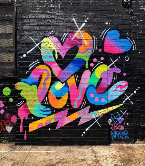 #love is the most vibrant, most #beautiful feeling in the world and it deserves a stunning #art representation. @jasonnaylor as always… Jason Naylor, Street Art Fashion, Graffiti Art Letters, Nyc Artist, Secret Location, Graffiti Murals, Murals Street Art, Graffiti Wall Art, Graffiti Drawing