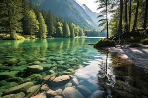 Photo beautiful alpine lake with clear w... | Premium Photo #Freepik #photo #lake #lake-background #scenery #nature-landscape Scenery Background Landscapes, Nature Horizontal, Lake Background, Horizontal Photos, Desktop Background Nature, Nature Desktop Wallpaper, Horizontal Wallpaper, Background Scenery, Valley River