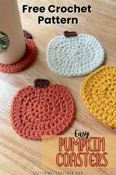 Free Fall Pumpkin Crochet Coaster Pattern Coaster Crochet Pattern Free, Crochet Fall Coasters, Crochet Pumpkin Coaster, Fall Crochet Patterns Free, Pumpkin Coasters, Coaster Patterns, Pumpkin Crochet, Crochet Coasters Free Pattern, Fall Drink