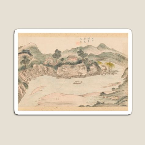 Get my art printed on awesome products. Support me at Redbubble #RBandME: https://www.redbubble.com/i/magnet/Traditional-Korean-Minhwa-Nature-Landscape-Painting-Asian-Scenery-Art-Print-by-allpalgo/162195139.TBCTK?asc=u Asian Scenery, Nature Landscape Painting, Scenery Art, Printed Magnets, Traditional Korean, Traditional Paintings, Nature Landscape, Print Stickers, Landscape Painting