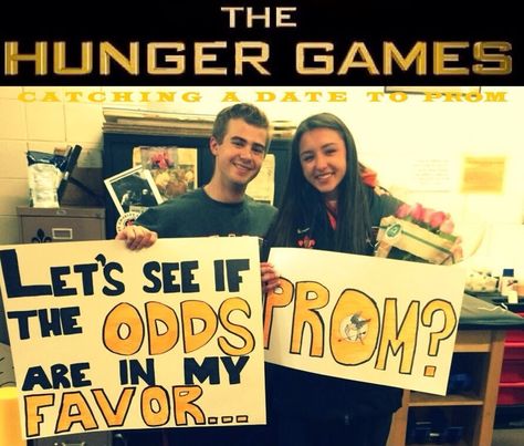 The Hunger Games! Prom Invites, Cute Promposals, School Dance Ideas, Hunger Games Problems, Cute Prom Proposals, Asking To Prom, Homecoming Posters, Dance Proposal, Prom Pictures Couples