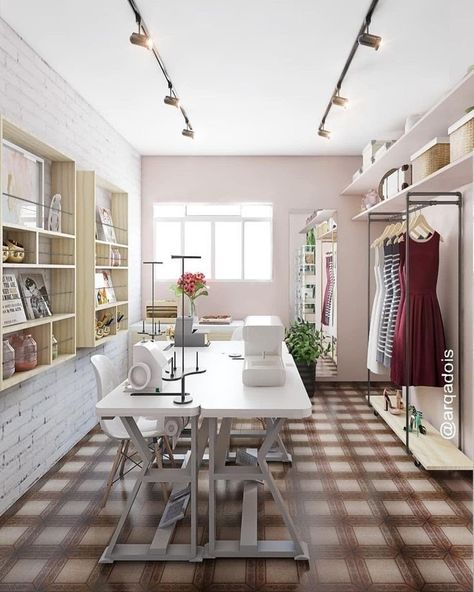 Rumah Minecraft Sederhana, Design Studio Workspace, Sewing Room Inspiration, Sewing Room Storage, Art Studio Room, Sewing Room Design, Sewing Room Decor, Dream Craft Room, Craft Room Design