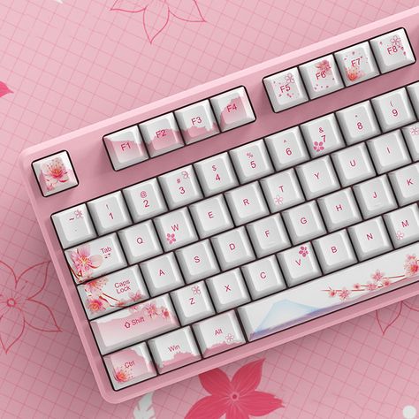 Cute Keyboards, Resin Keycaps, Mechanical Keyboard Keycaps, Logitech Keyboard, Cherry Blossom Theme, Keyboard Keycaps, Artisan Keycaps, Pink Sakura, Keyboard Keys