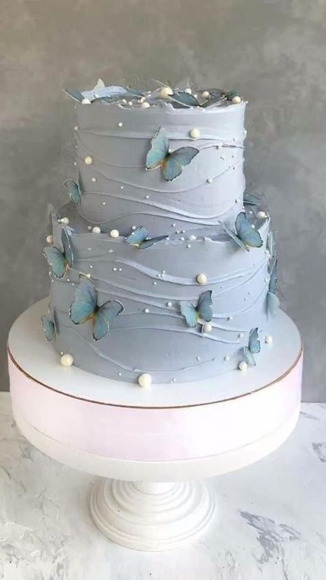 Tort Special, Blue Birthday Cakes, Teen Cakes, Butterfly Birthday Cakes, Pastel Cupcakes, Quinceanera Cakes, Sweet 16 Birthday Cake, Sweet 16 Cakes, Elegant Birthday Cakes