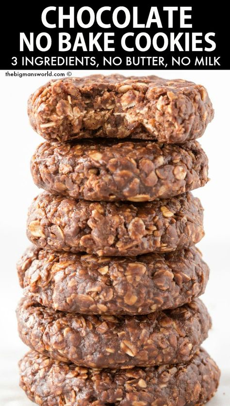 No Bake Cookies Without Butter, Deserts Without Milk, Sugar Free No Bake Oatmeal Cookies, No Milk Cookies Recipes, Oatmeal Recipes Without Milk, Chocolate Cookies Without Butter, Easy Desserts Without Milk, No Refined Sugar Cookies, Fat Free Cookies Recipe