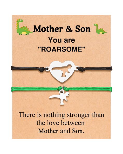 PRICES MAY VARY. 【Mother Son Bracelets】Dinosaurs represent strength, bravery, and power. Wear this cute bracelet and remind them: "There is nothing stronger than the love between Mother and Son." 【Dinosaur Matching Bracelets】Exquisite stainless steel dinosaur charm, lead-free, nickel-free, no rust, no fading, hypoallergenic for sensitive skin. 【Adjustable Size】The bracelet comes with a sliding knot closure, adjustable sizes from 4" to 11", fits any wrist. Comfortable for daily wear. 【Mom and Son Pre K Back To School, Preschool Birthday, Sliding Knot Closure, Mom And Son, Cute Bracelet, Mother And Son, School Birthday, Kindergarten First Day, Mother Son